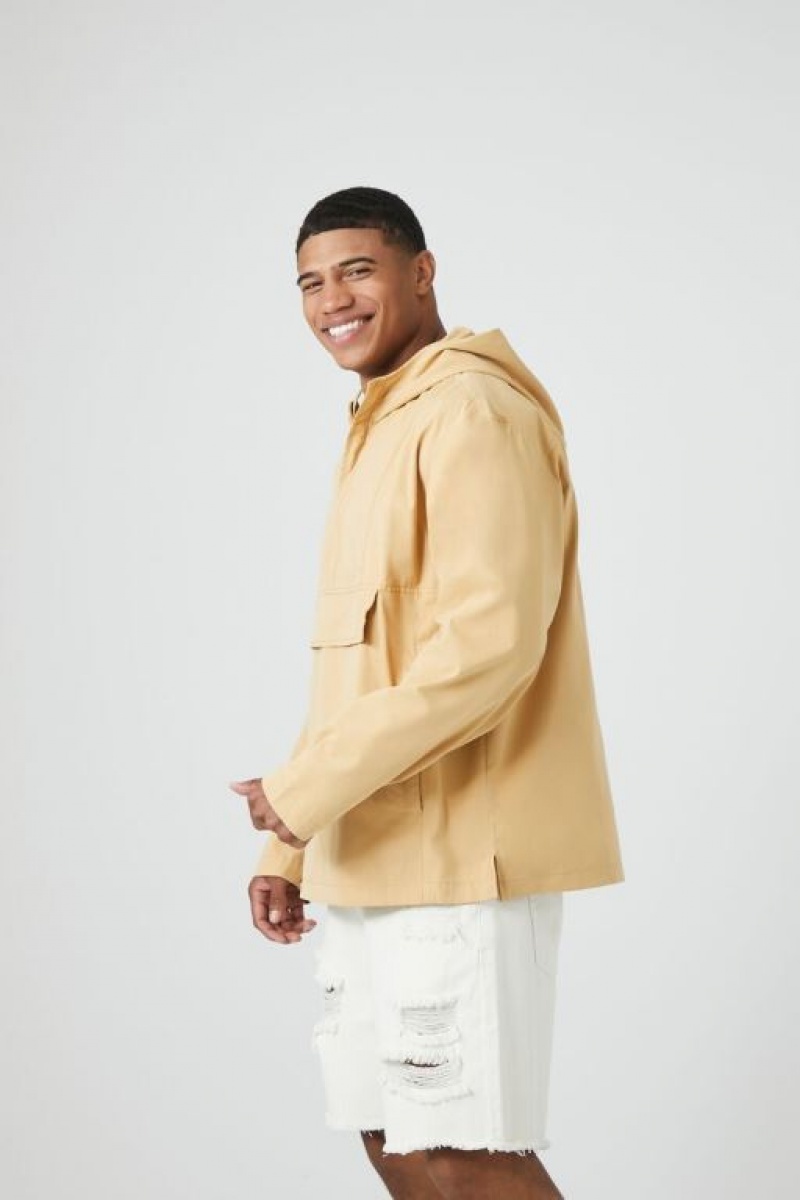 Casacas Forever 21 Half Zip Hooded Hombre Marrones | wR3x6JIePDY