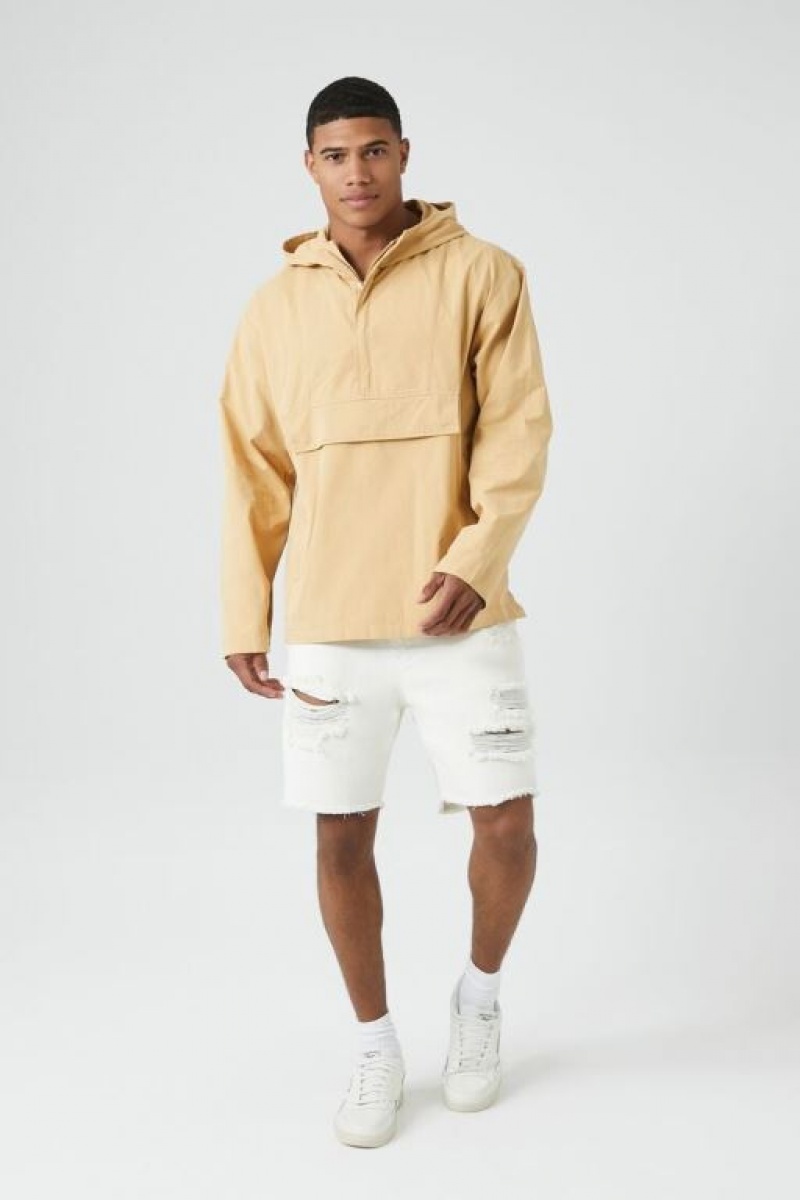 Casacas Forever 21 Half Zip Hooded Hombre Marrones | wR3x6JIePDY