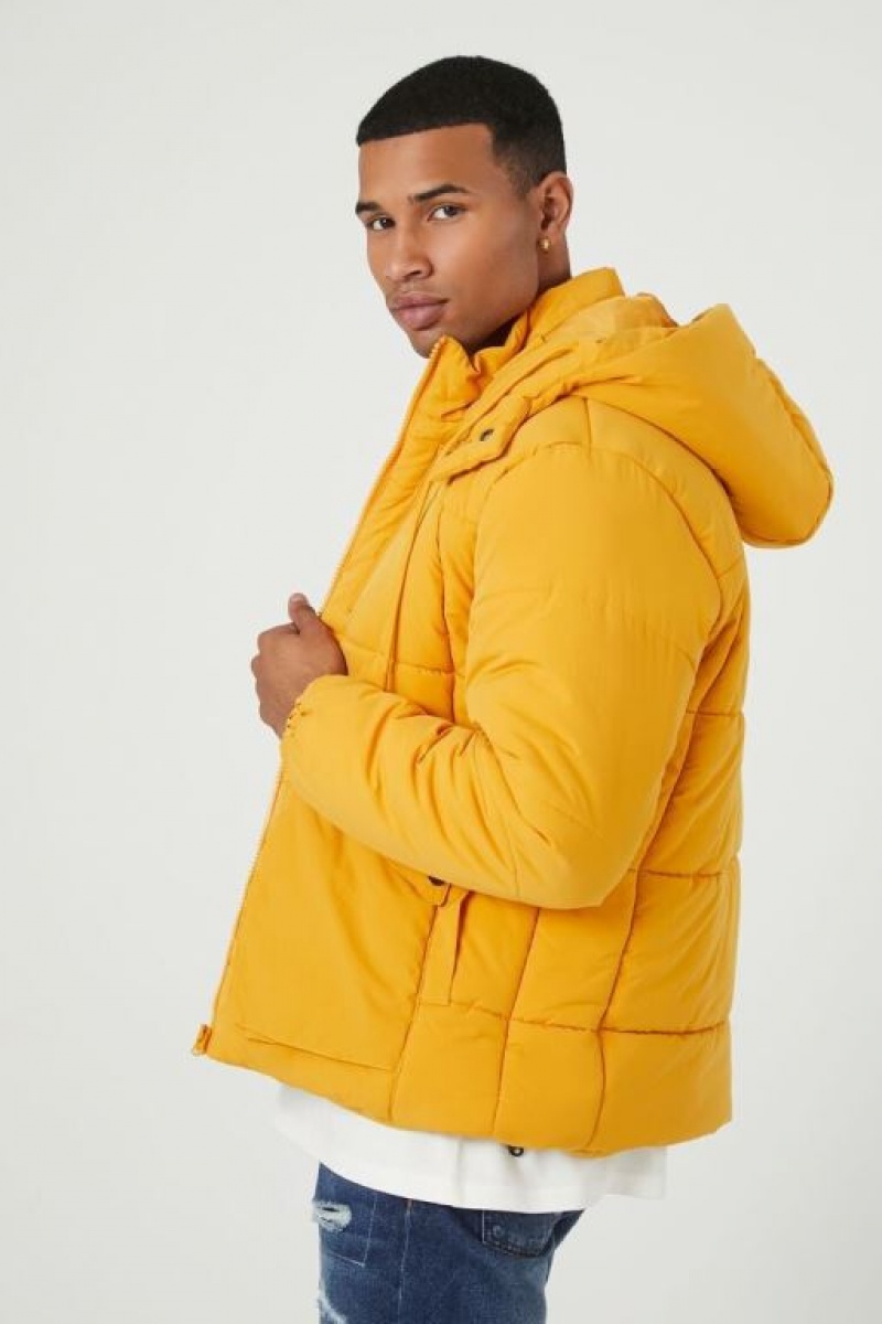 Casacas Forever 21 Hooded Puffer Hombre Doradas | WuWQhSYPMCw