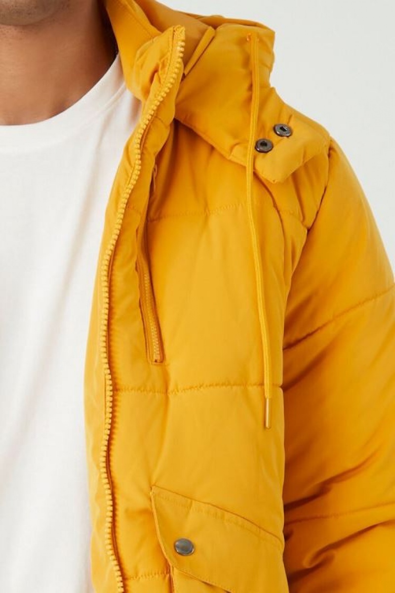 Casacas Forever 21 Hooded Puffer Hombre Doradas | WuWQhSYPMCw