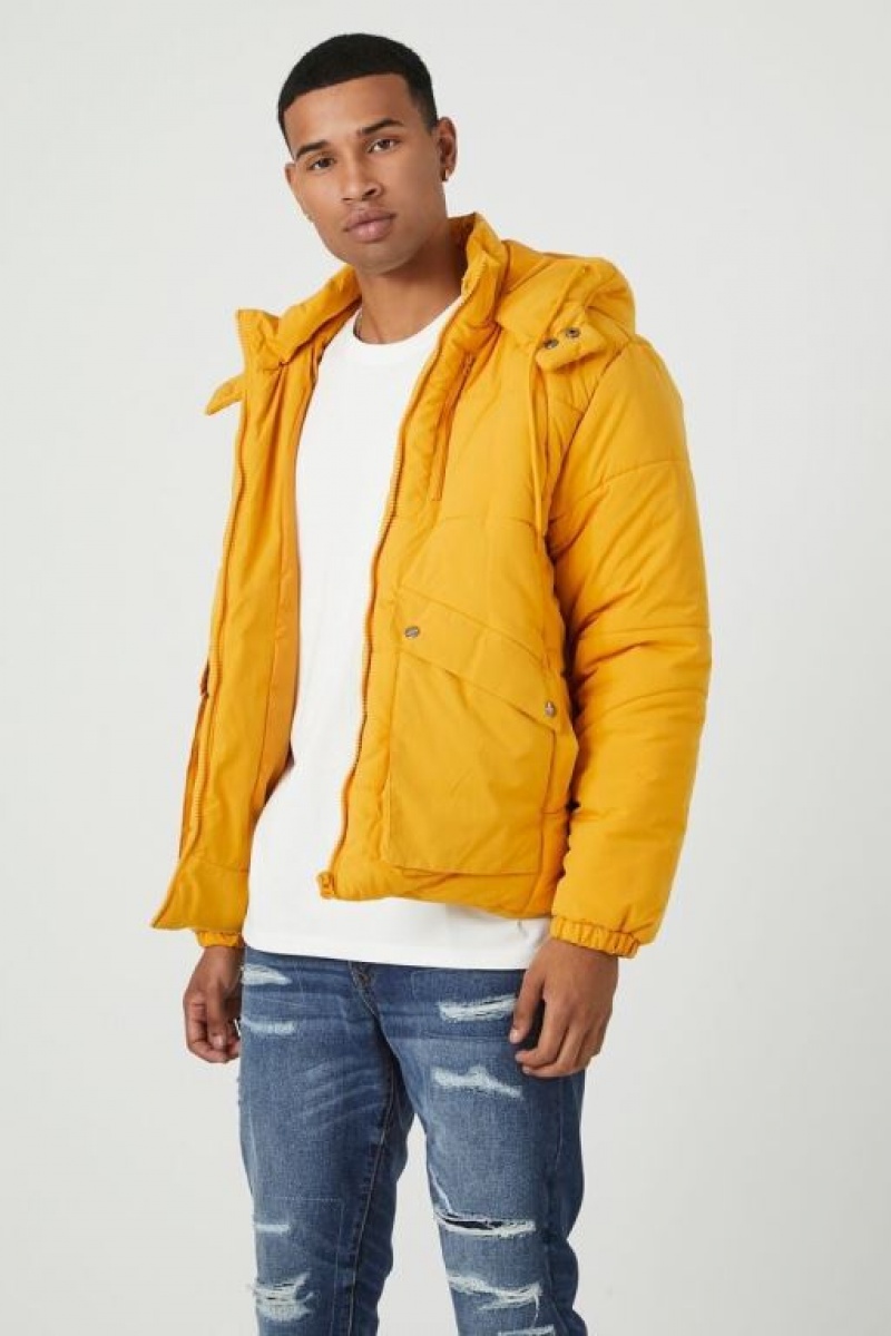 Casacas Forever 21 Hooded Puffer Hombre Doradas | WuWQhSYPMCw