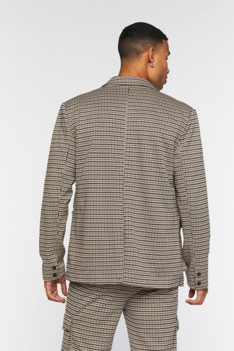 Casacas Forever 21 Houndstooth Notched Hombre Marrones Multicolor | sPdVHBikV0d