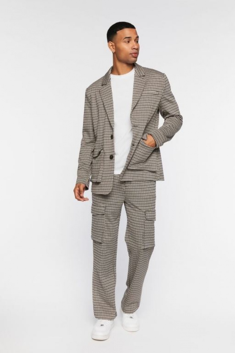 Casacas Forever 21 Houndstooth Notched Hombre Marrones Multicolor | sPdVHBikV0d