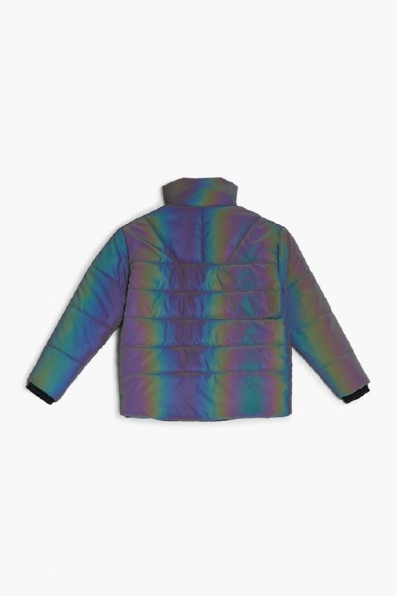 Casacas Forever 21 Iridescent Puffer Girls Boys Niños Gris | R4MDTTPQJea