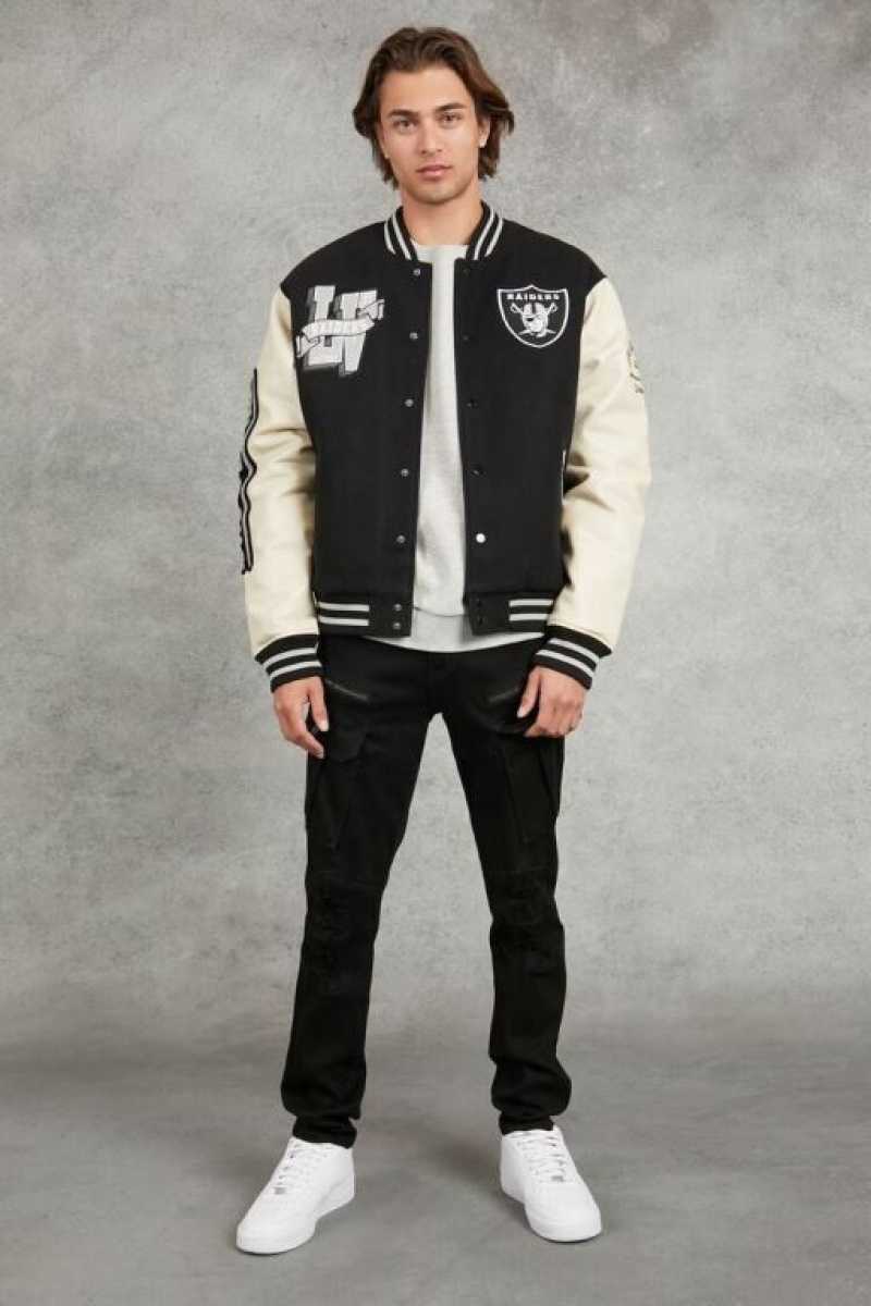 Casacas Forever 21 Las Vegas Raiders Varsity Letterman Hombre Negras Multicolor | yvsFUIdrbne