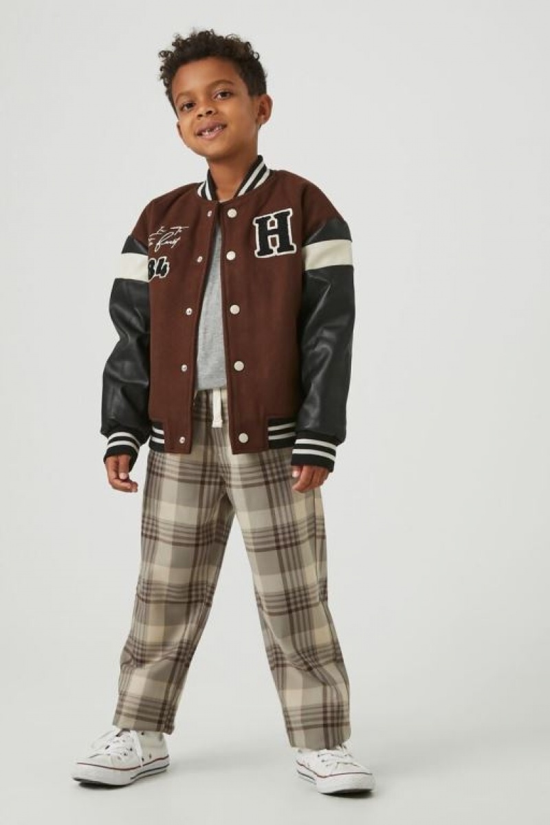 Casacas Forever 21 Letterman Bomber Girls Boys Niños Marrones Multicolor | Ml3j03mCaD3