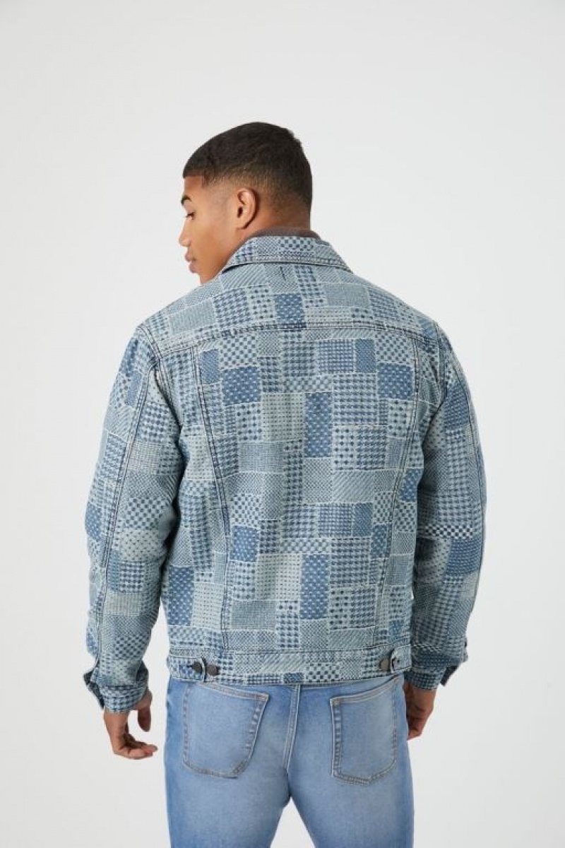 Casacas Forever 21 Patchwork Trucker Hombre Azules | b82fWJf04Pm