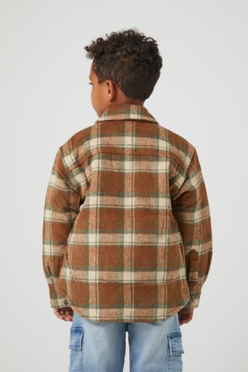 Casacas Forever 21 Plaid Drop Sleeve Girls Boys Niños Marrones Blancas | t0X305mHlVv