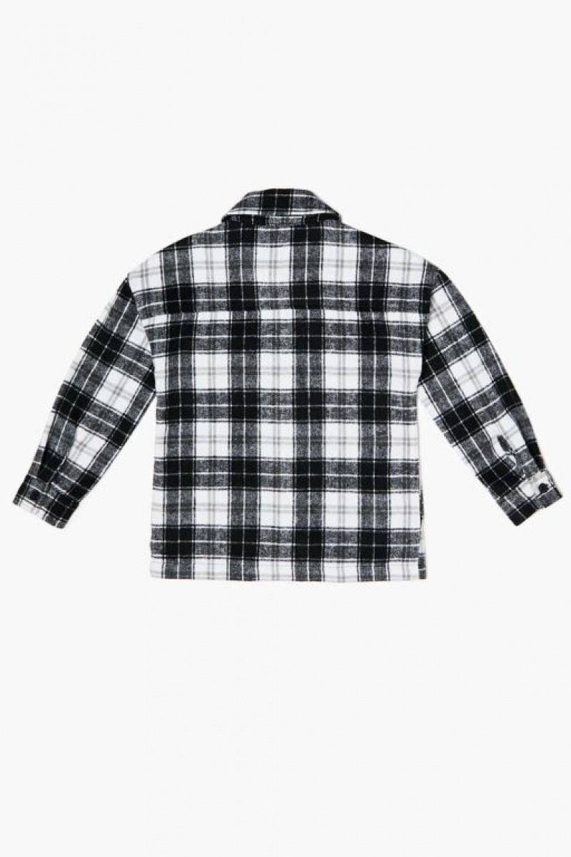 Casacas Forever 21 Plaid Girls Boys Niños Creme Negras | Pz8Z1n4lrOH