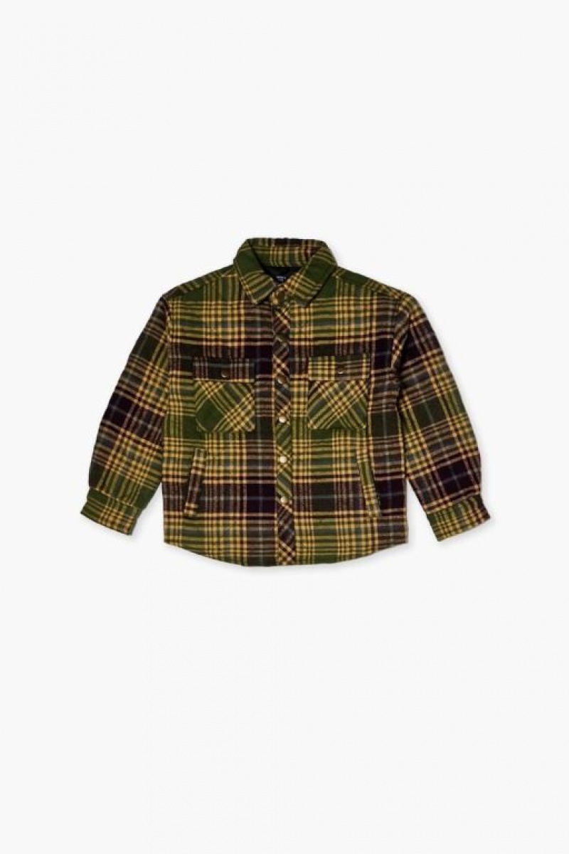 Casacas Forever 21 Plaid Shacket Girls Boys Niños Verde Multicolor | xxptxhodbtT