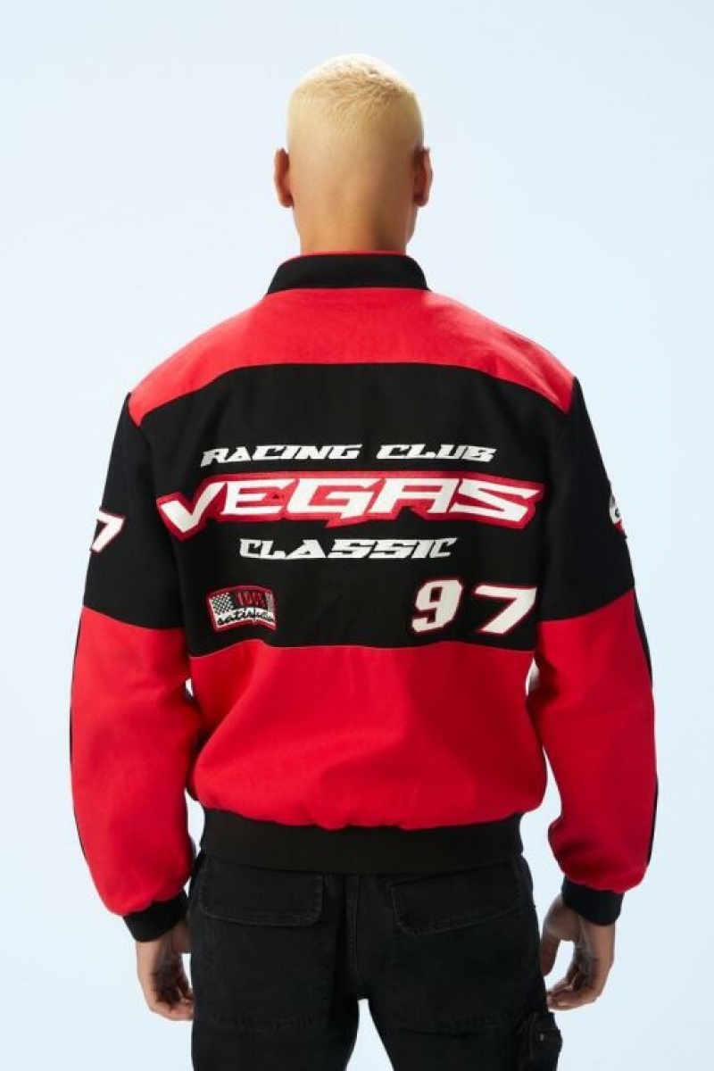 Casacas Forever 21 Racing Club Bomber Hombre Rojas Multicolor | lhkjpLxEiJY