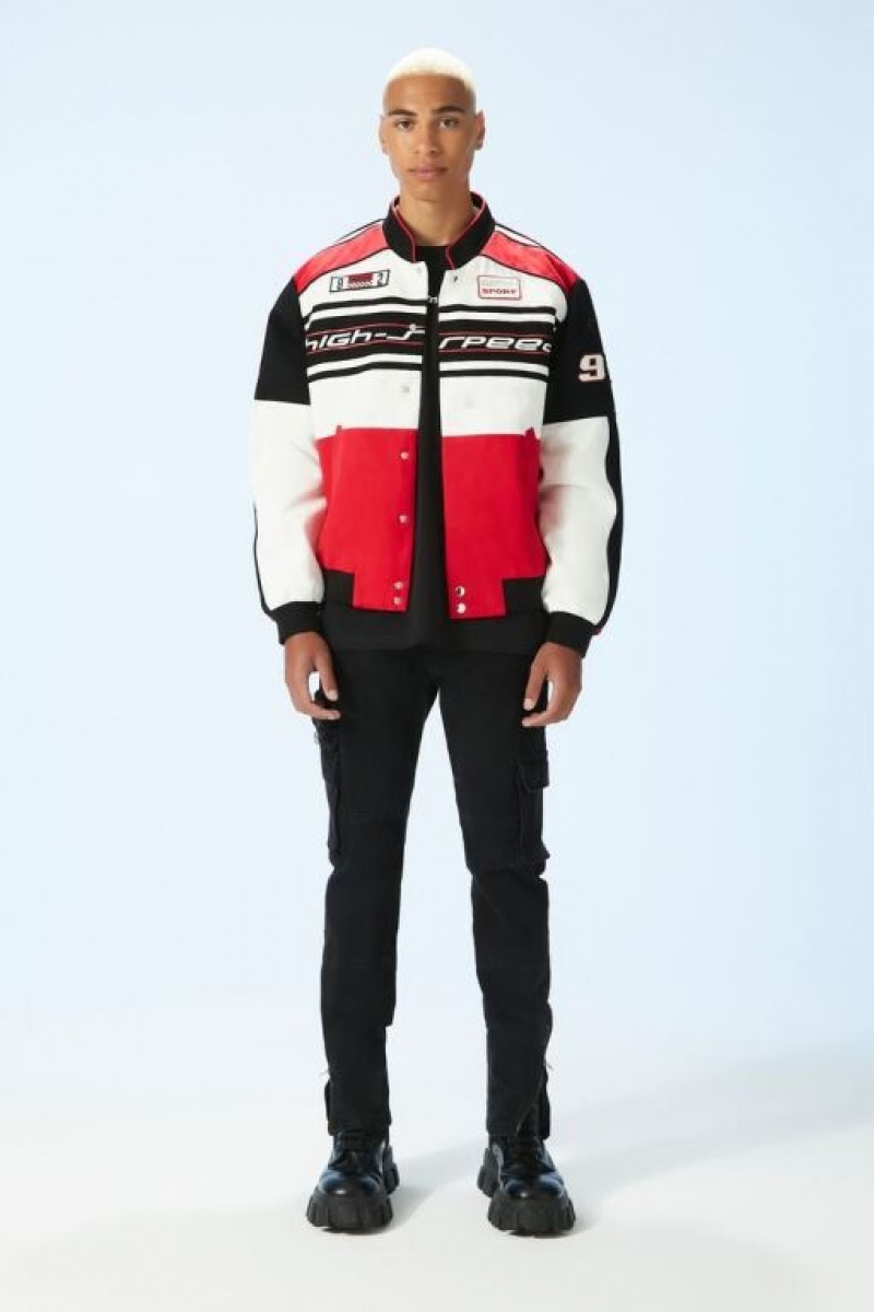 Casacas Forever 21 Racing Club Bomber Hombre Rojas Multicolor | lhkjpLxEiJY