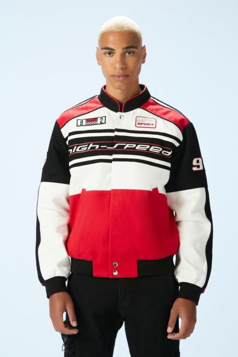 Casacas Forever 21 Racing Club Bomber Hombre Rojas Multicolor | lhkjpLxEiJY