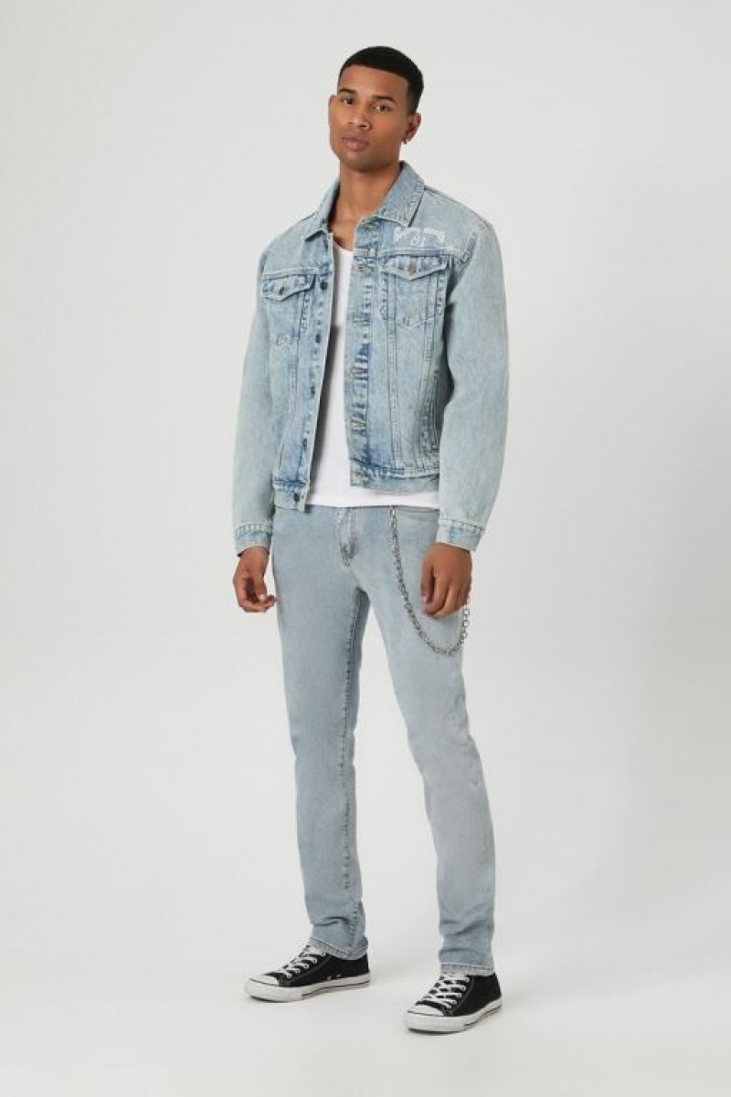 Casacas Forever 21 The Rolling Stones Denim Trucker Hombre Azules Claro Blancas | opcRkpvzNoO