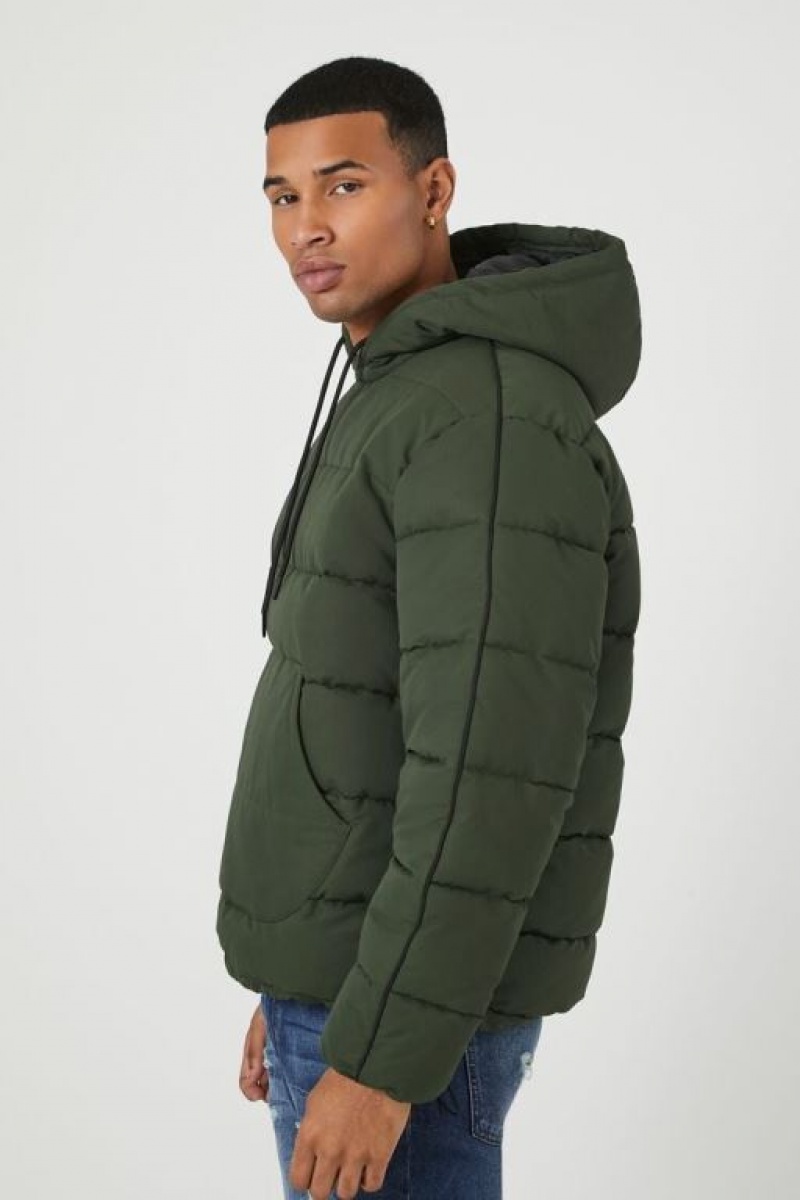 Casacas Forever 21 Toggle Drawstring Puffer Hombre Verde | YjVlyDrk2vE