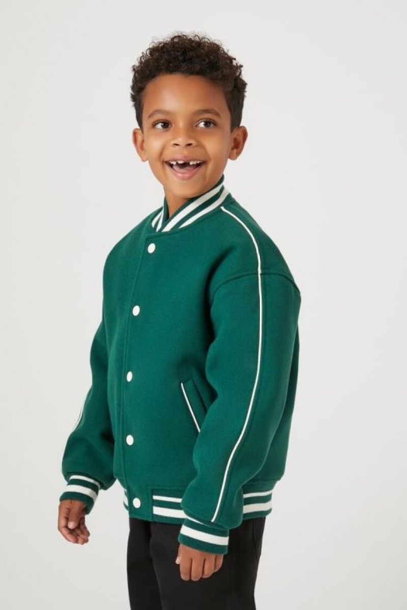 Casacas Forever 21 Varsity Letterman Girls Boys Niños Verde Creme | PPF0ECxOowN