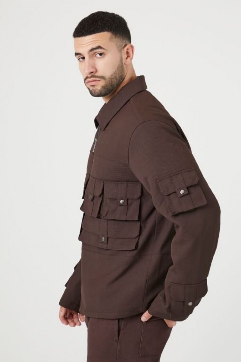 Casacas Forever 21 Zip Up Cargo Trucker Hombre Cocoa | Jt1pBOUMBy4