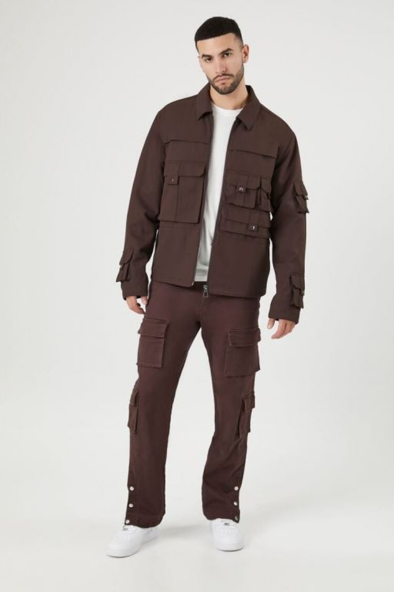 Casacas Forever 21 Zip Up Cargo Trucker Hombre Cocoa | Jt1pBOUMBy4