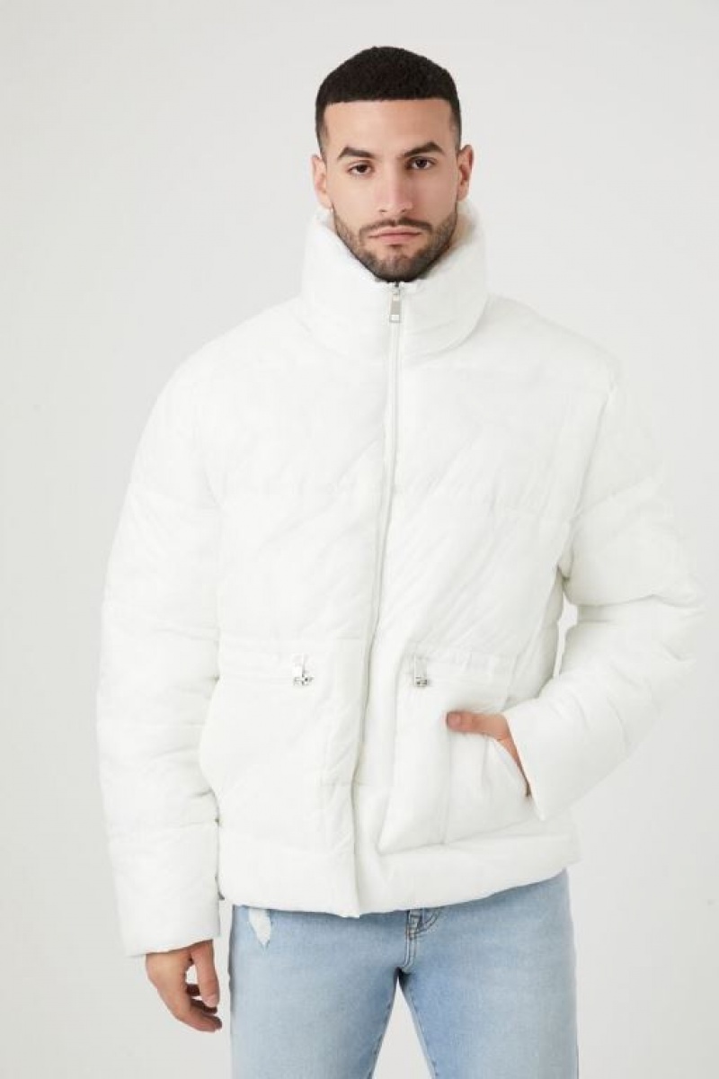 Casacas Forever 21 Zip Up Funnel Neck Puffer Hombre Blancas | olQ3dO3xgrH