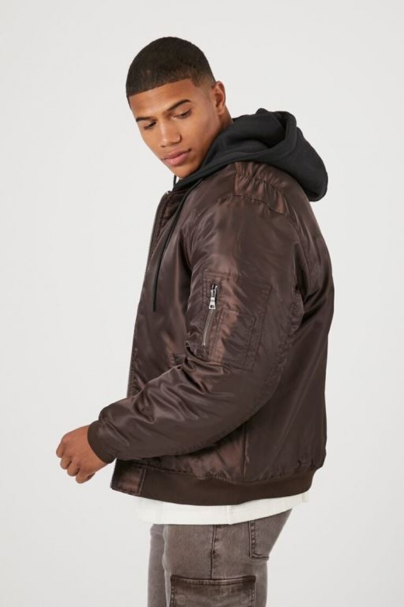 Casacas Forever 21 Zip Up Hooded Bomber Hombre Negras | mqNfTQIMXjg