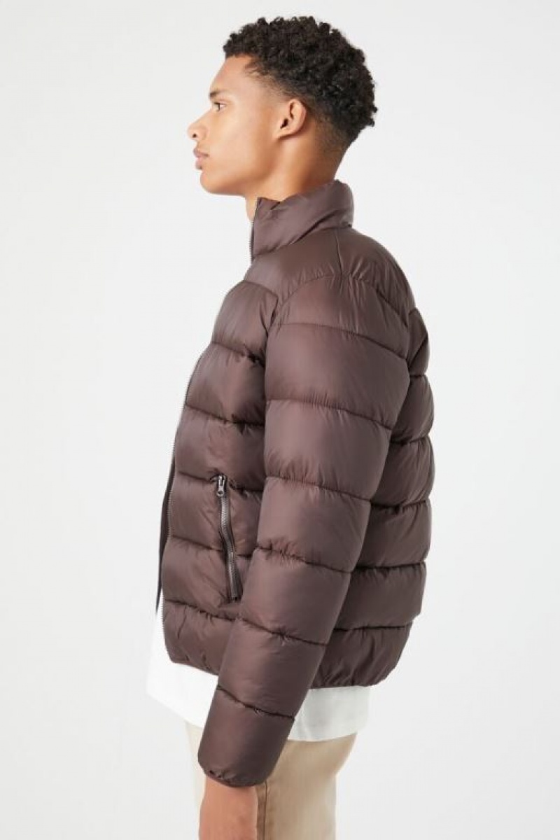 Casacas Forever 21 Zip Up Puffer Hombre Cocoa | yfR8Pq6KpOA