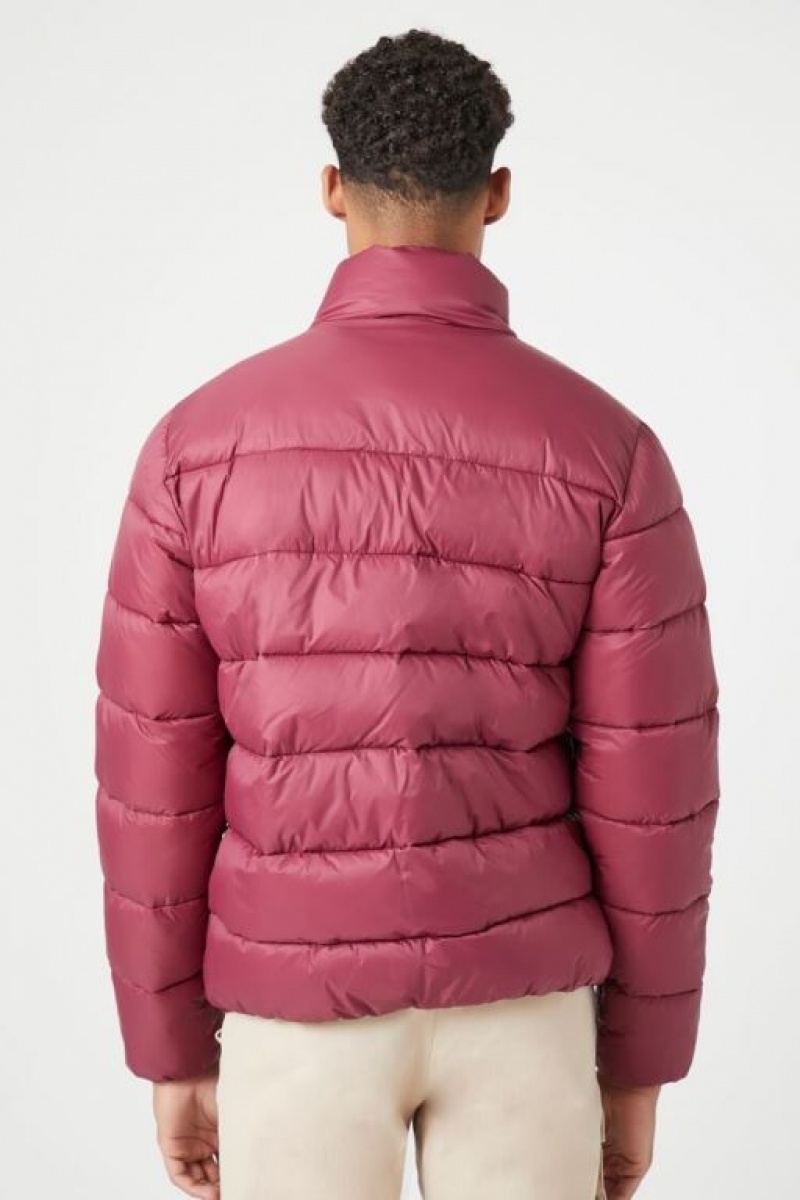 Casacas Forever 21 Zip Up Puffer Hombre Burdeos | AHorPXhEPNf