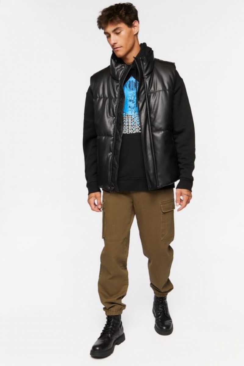 Chaleco Forever 21 Acolchado Puffer Hombre Negras | jDhCV9U4v75