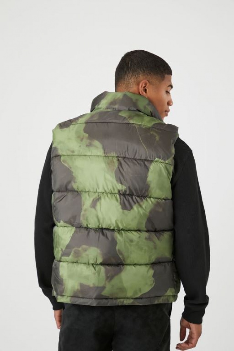 Chaleco Forever 21 Cloud Wash Puffer Hombre Negras Verde Oliva | Lc3i13C4kfv