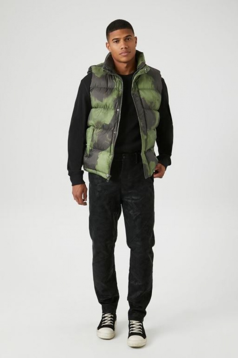 Chaleco Forever 21 Cloud Wash Puffer Hombre Negras Verde Oliva | Lc3i13C4kfv