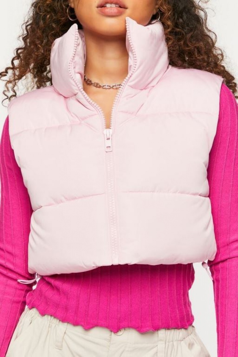 Chaleco Forever 21 Cropped Puffer Mujer Bubble Gum | WlFrCvrQyD2