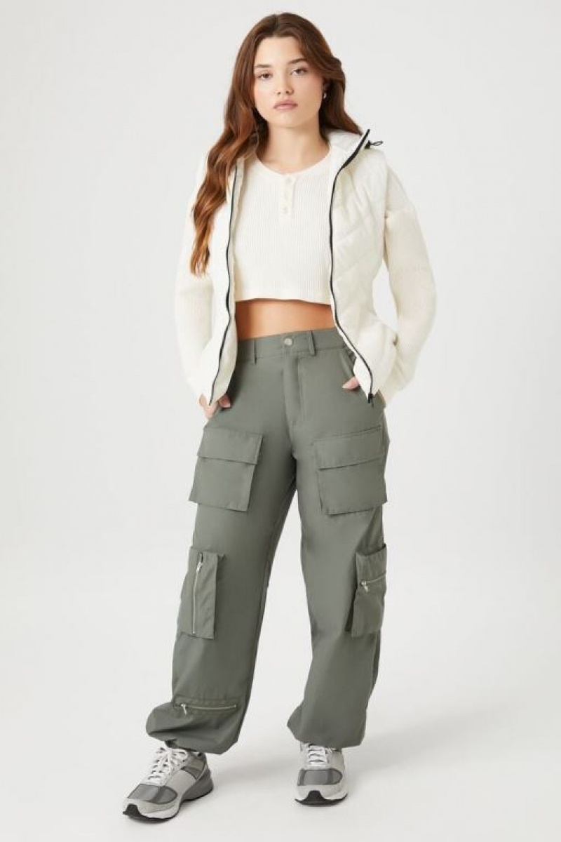 Chaleco Forever 21 Hooded Acolchado Puffer Mujer Creme | uWdmWQ7QJUc