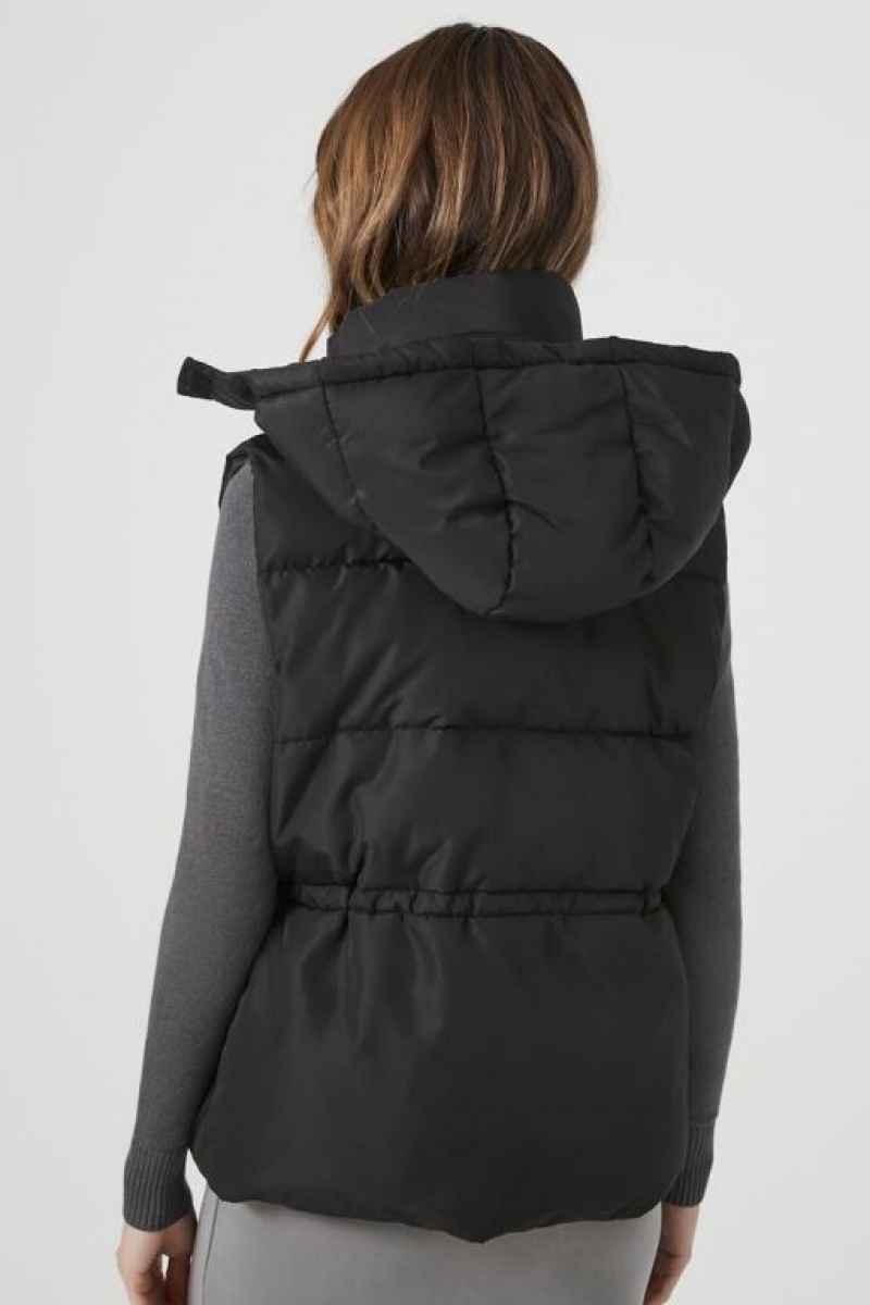 Chaleco Forever 21 Hooded Toggle Puffer Mujer Negras | tG4sYZlsy4A