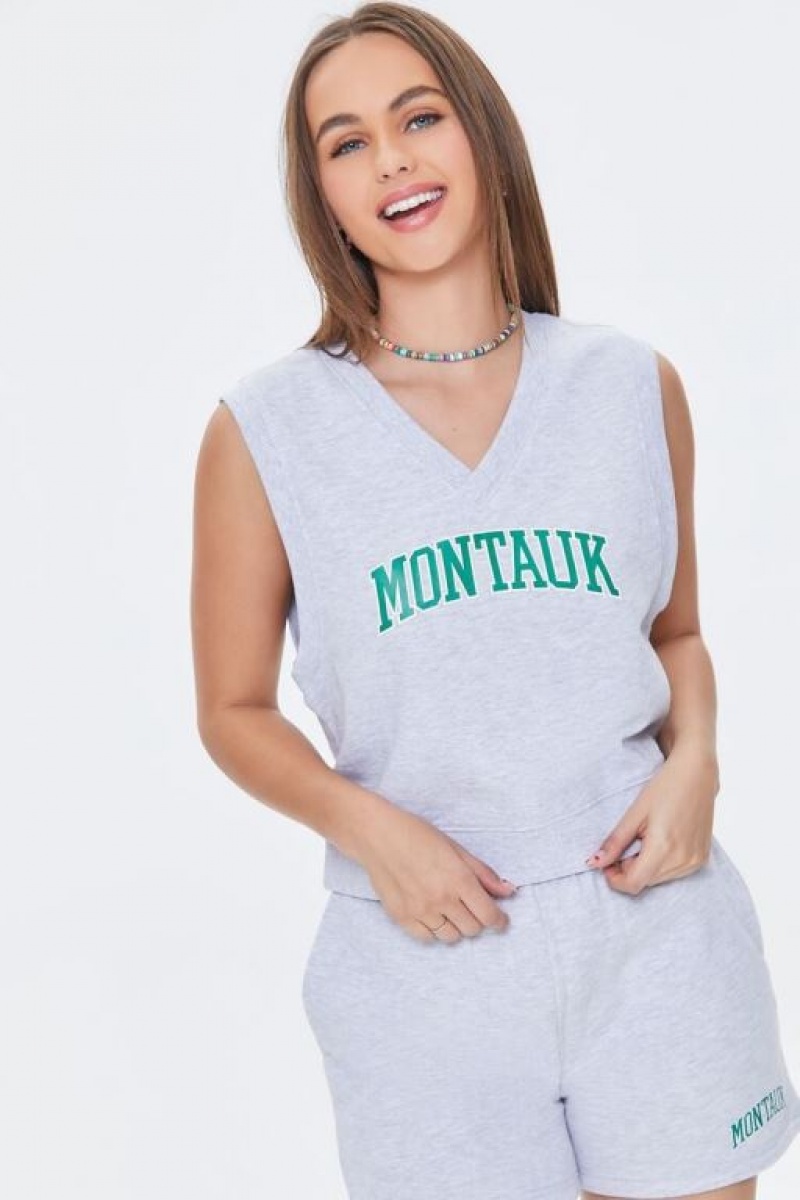 Chaleco Forever 21 Montauk Fleece Mujer Gris Verde | dqT4tMmGMIE