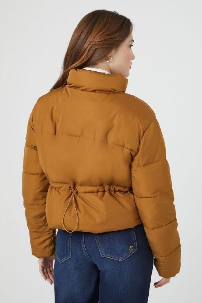 Chaqueta Acolchada Forever 21 Acolchado Puffer Mujer Marrones | RoIutPmFIpP