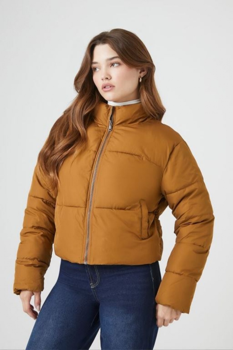 Chaqueta Acolchada Forever 21 Acolchado Puffer Mujer Marrones | RoIutPmFIpP