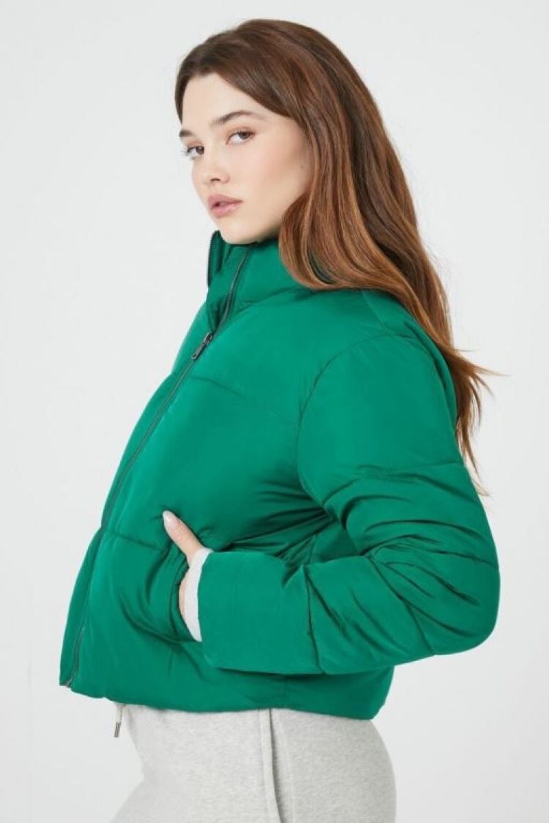 Chaqueta Acolchada Forever 21 Acolchado Puffer Mujer Verde | KVittHCY0F9