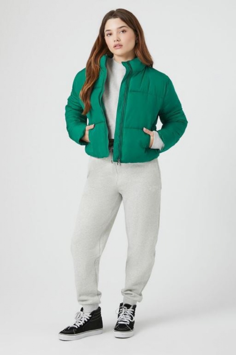 Chaqueta Acolchada Forever 21 Acolchado Puffer Mujer Verde | KVittHCY0F9