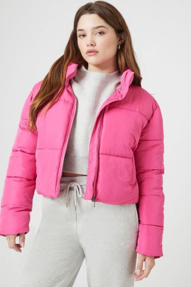 Chaqueta Acolchada Forever 21 Acolchado Puffer Mujer Rosas | ehbdDct0mi4