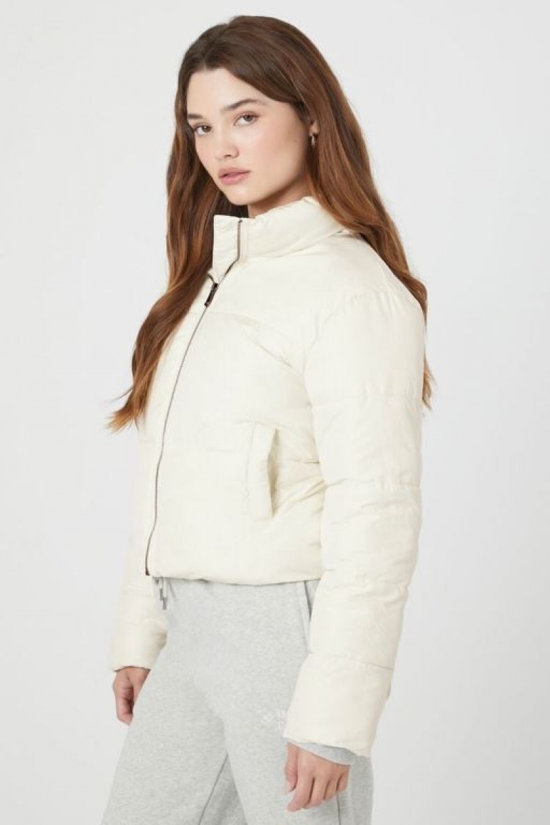 Chaqueta Acolchada Forever 21 Acolchado Puffer Mujer Blancas | mLXWwXKkHPH