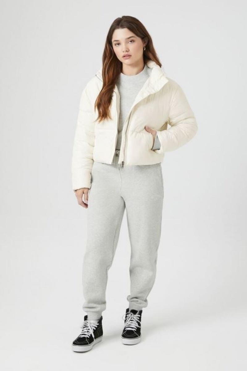 Chaqueta Acolchada Forever 21 Acolchado Puffer Mujer Blancas | mLXWwXKkHPH