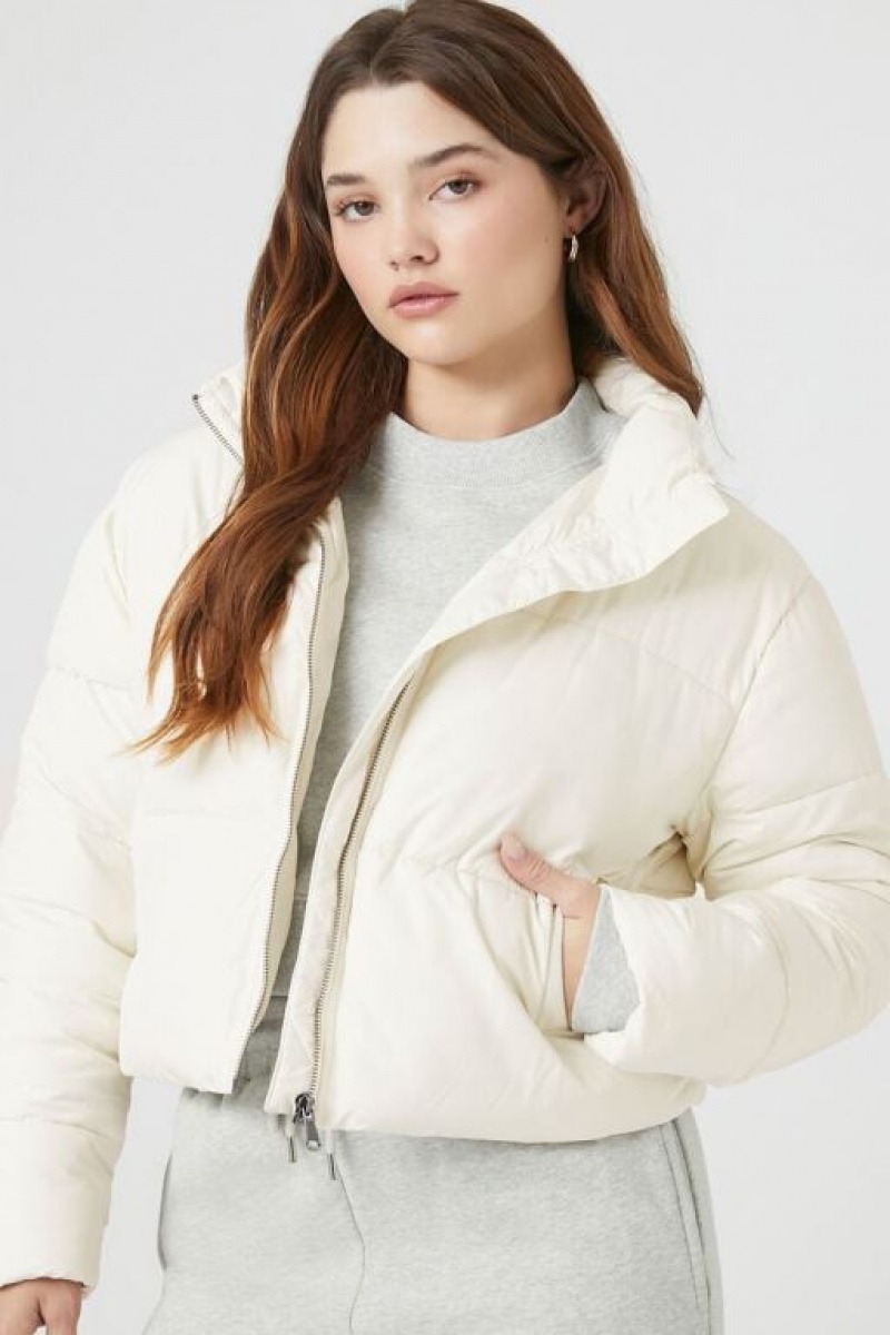 Chaqueta Acolchada Forever 21 Acolchado Puffer Mujer Blancas | mLXWwXKkHPH