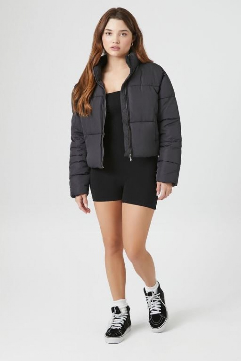 Chaqueta Acolchada Forever 21 Acolchado Puffer Mujer Negras | tHL2PkGesrh