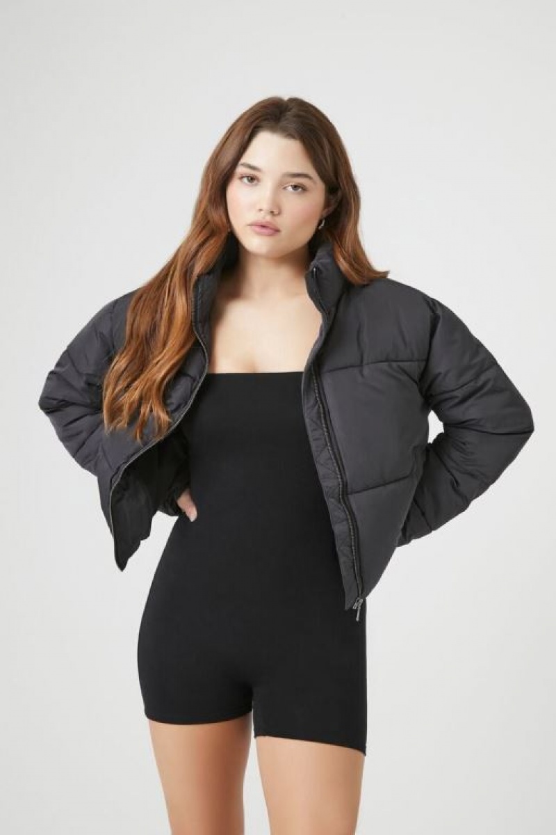 Chaqueta Acolchada Forever 21 Acolchado Puffer Mujer Negras | tHL2PkGesrh