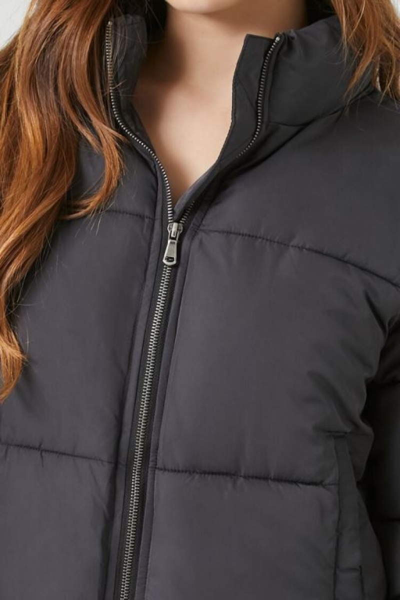 Chaqueta Acolchada Forever 21 Acolchado Puffer Mujer Negras | tHL2PkGesrh