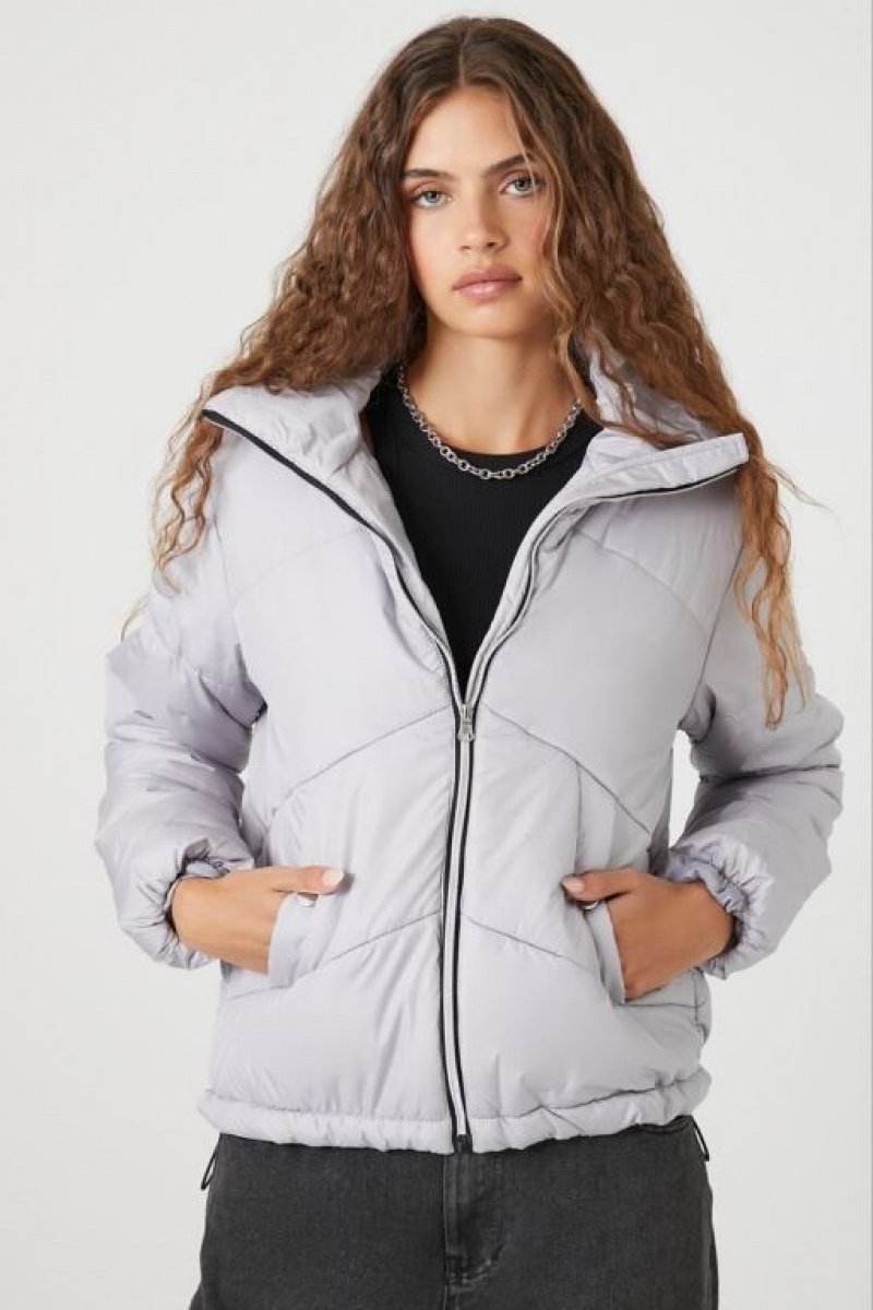 Chaqueta Acolchada Forever 21 Acolchado Puffer Mujer Gris | 5Rjx51S1v1p