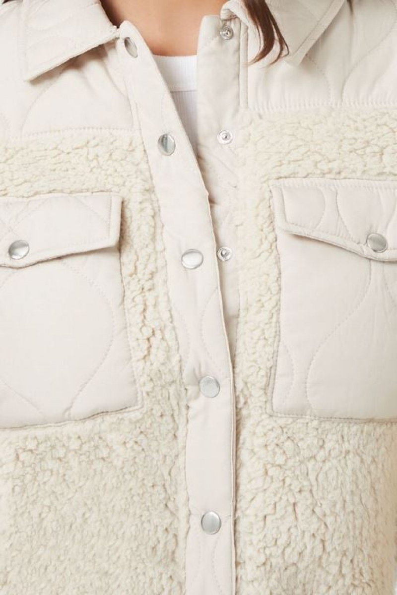 Chaqueta Acolchada Forever 21 Acolchado Faux Shearling Mujer Blancas | 0vYJ12qSJz6