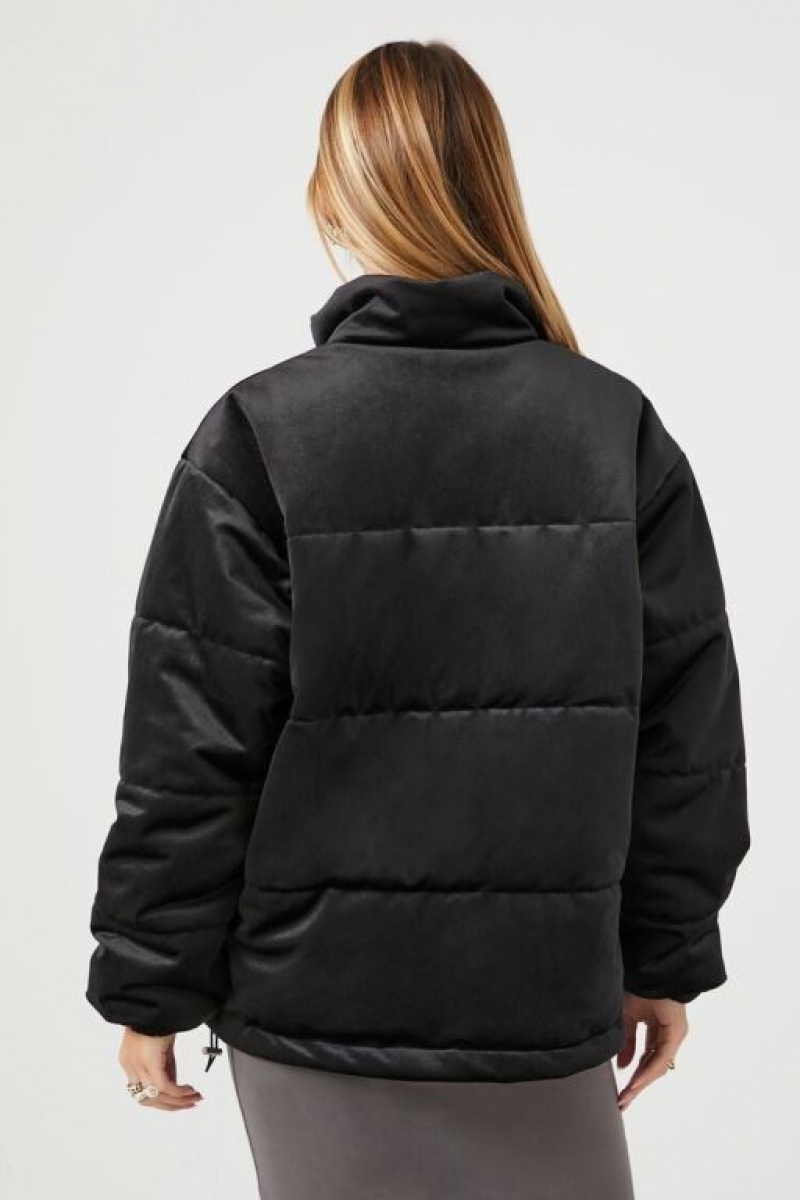 Chaqueta Acolchada Forever 21 Acolchado Toggle Puffer Mujer Negras | KTvxP785d5k