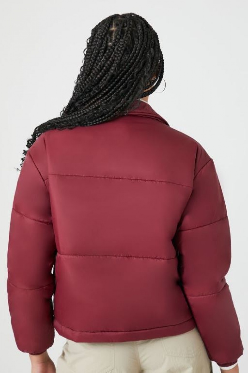 Chaqueta Acolchada Forever 21 Acolchado Puffer Mujer Burdeos | wlX3RVHqmXP