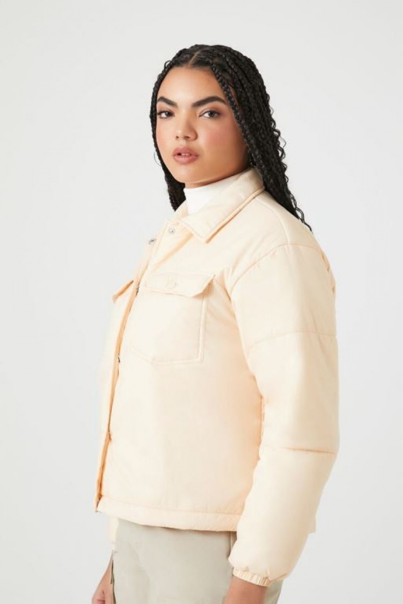 Chaqueta Acolchada Forever 21 Acolchado Puffer Mujer Marrones | YHcK2mcIG1H