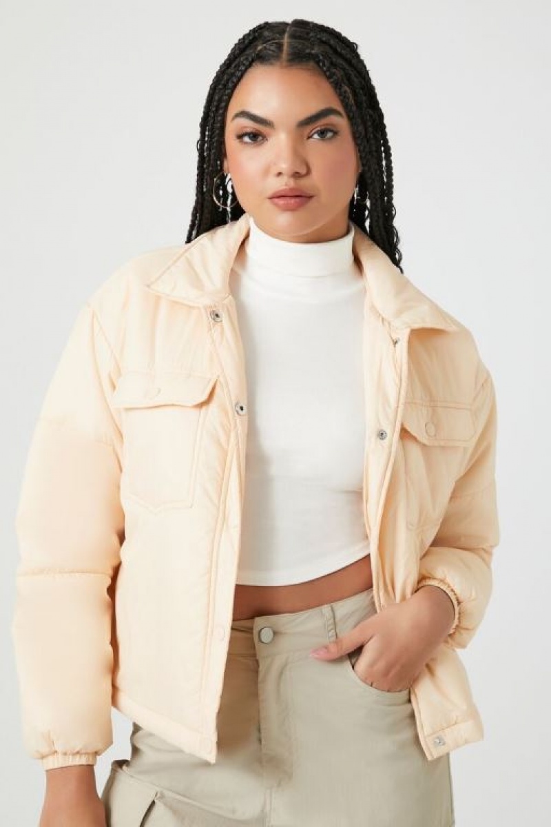 Chaqueta Acolchada Forever 21 Acolchado Puffer Mujer Marrones | YHcK2mcIG1H